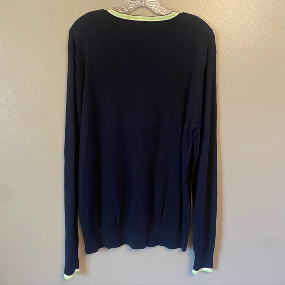 NWT American Eagle Outfitters V Neck Sweater cotton size Large navy Preppy - Picture 4 of 10